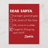 Santa おもしろい I'Ve Good Holiday Checklist シーズンポストカード (正面)