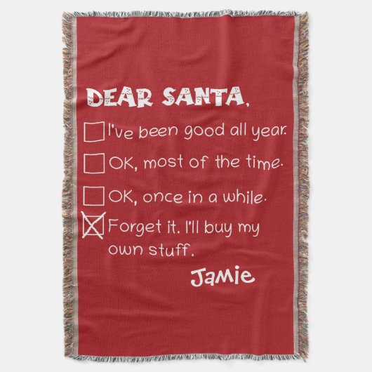 Santa おもしろい I'Ve Good Holiday Checklist スローブランケット (正面縦)