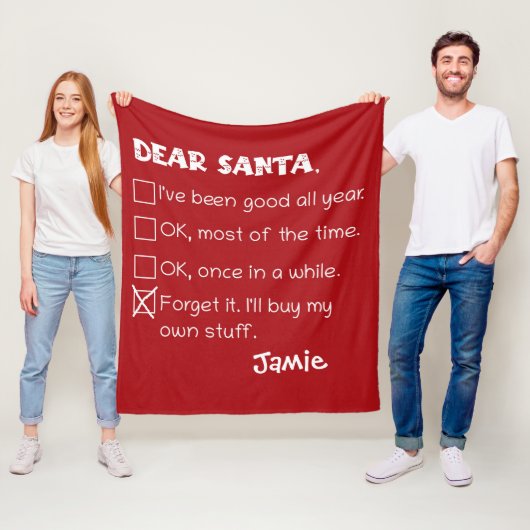 Santa おもしろい I'Ve Good Holiday Checklist フリースブランケット (インサイチュ)
