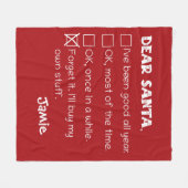 Santa おもしろい I'Ve Good Holiday Checklist フリースブランケット (正面(横))