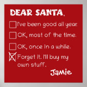 Santa おもしろい I'Ve Good Holiday Checklist ポスター (正面)