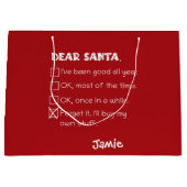 Santa おもしろい I'Ve Good Holiday Checklist ラージペーパーバッグ (正面)
