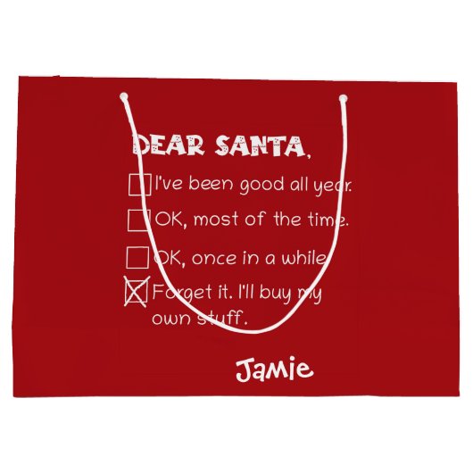 Santa おもしろい I'Ve Good Holiday Checklist ラージペーパーバッグ (裏面)