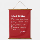 Santa おもしろい I'Ve Good Holiday Checklist 吊り下げ型タペストリー (正面)