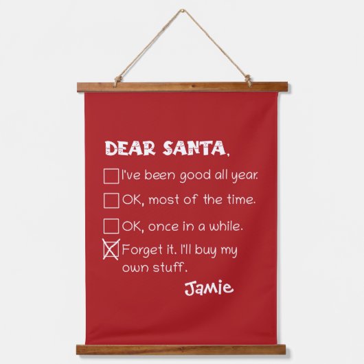 Santa おもしろい I'Ve Good Holiday Checklist 吊り下げ型タペストリー (正面)