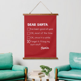 Santa おもしろい I'Ve Good Holiday Checklist 吊り下げ型タペストリー