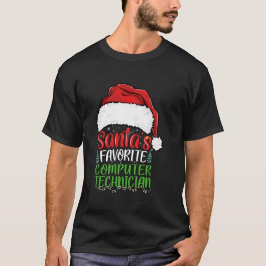 Santa お気に入りの Computer Technicianおもしろい Christm Tシャツ (正面)
