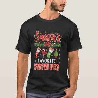 Santa お気に入りの S Enforcement Officer Santa Hat Xma Tシャツ