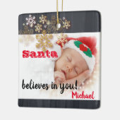 Santa 信じ In You、雪の結晶、写真 セラミックオーナメント (左)