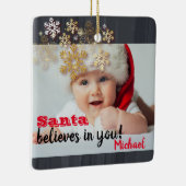 Santa 信じ In You、雪片、ベビー写真 セラミックオーナメント (右)