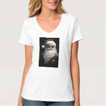 "Santa"女子クリスマスTシャツ