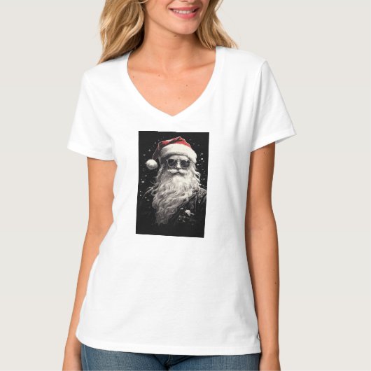 "Santa"女子クリスマスTシャツ Tシャツ (正面)