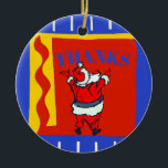 Santa、感謝してい追加、編集文字 セラミックオーナメント<br><div class="desc">ゴールデン(紋章の)フラ・ダ・リ、ニューフランスのオーリンズ、カナダ、ケベック、シンナーと聖人</div>