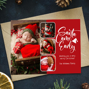 Santa 来 Early Birth Announcement写真 ポストカード