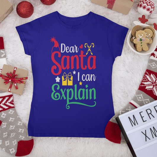 Santa 親愛 Iで説明できる女性のTシャツ Tシャツ