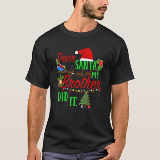 Santa 親愛 My Brotherおもしろい兄妹 Tシャツ (正面)