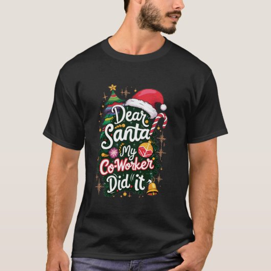 Santa 親愛 My Co Workerがクリスマスハムおもしろいを飲んだ Tシャツ (正面)