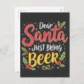 Santa、親愛Just Bring Beer Santa Clause シーズンポストカード (正面/裏面)