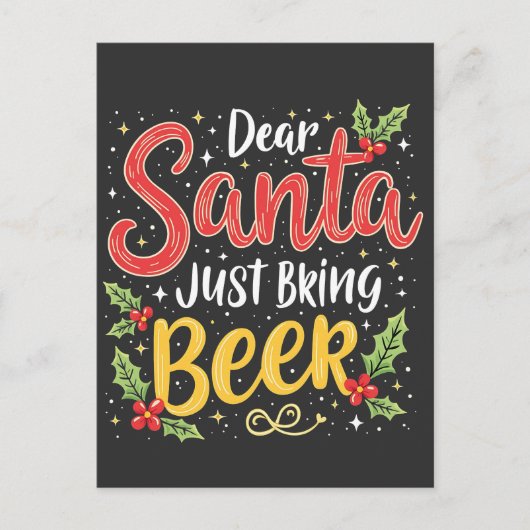 Santa、親愛Just Bring Beer Santa Clause シーズンポストカード (正面)