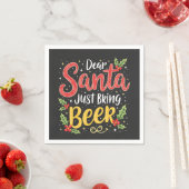 Santa、親愛Just Bring Beer Santa Clause スタンダードカクテルナプキン (インサイチュ)