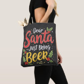 Santa、親愛Just Bring Beer Santa Clause トートバッグ (クローズアップ)