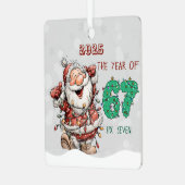 Santa 2025 Year of Six Seven Christmas Ornament メタルオーナメント (正面左)