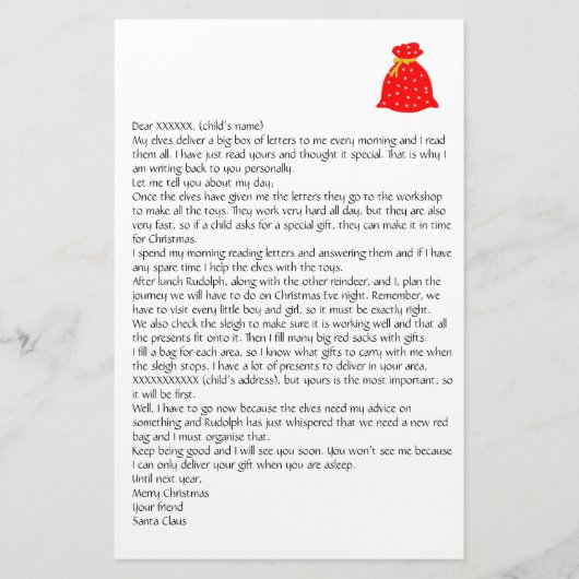 Santa 4文房具からの個人用設定の手紙 便箋 (正面)