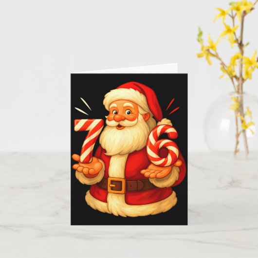 Santa 67 Candy Cane Six Seven Santa Claus Funny Ch カード (黄色い花)