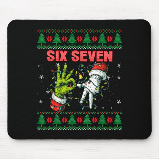 Santa 67 Christmas Ugly Sweater Fingers Six Seven  マウスパッド (正面)