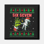 Santa 67 Christmas Ugly Sweater Fingers Six Seven マグネット (正面)