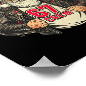 Santa 67 Crew Funny Christmas Leather Jacket Tee  ポスター (角)