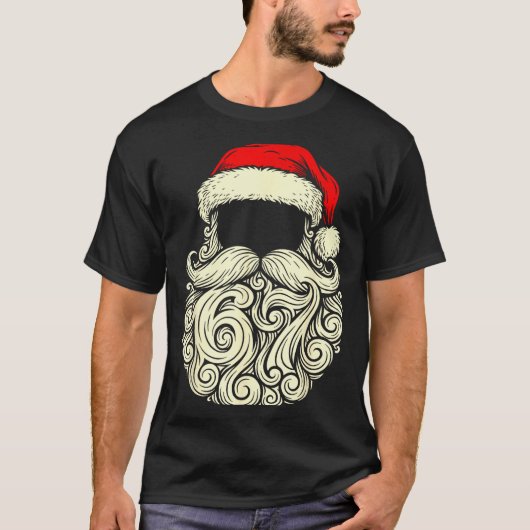 Santa 67 Hidden In Beard Christmas  Tシャツ (正面)