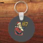 Santa 67 Number Funny Christmas Meme Se キーホルダー (正面)