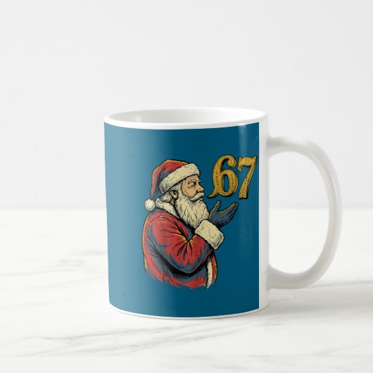 Santa 67 Number Funny Christmas Meme Se  コーヒーマグカップ (右)