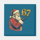 Santa 67 Number Funny Christmas Meme Se マグネット (正面)