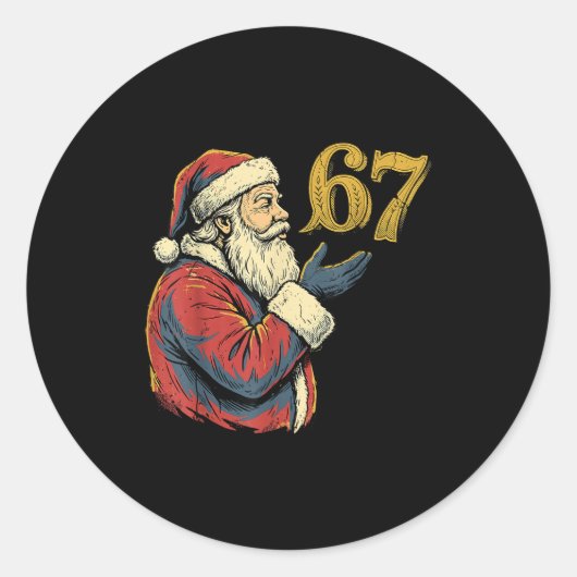 Santa 67 Number Funny Christmas Meme Se  ラウンドシール (正面)
