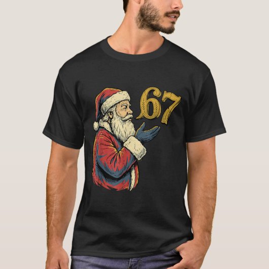 Santa 67 Number Funny Christmas Meme Se  Tシャツ (正面)
