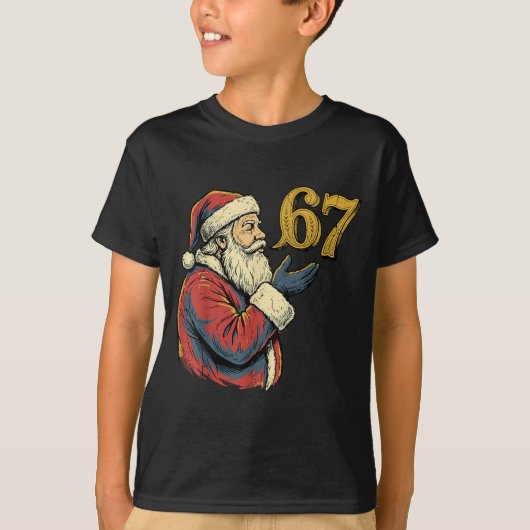 Santa 67 Number Funny Christmas Meme Se  Tシャツ (正面)