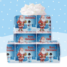 Santa Add Child's Nameかわいい雪だるまKidsから ラッピングペーパー