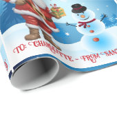 Santa Add Child's Nameかわいい雪だるまKidsから ラッピングペーパー (ロールコーナー)