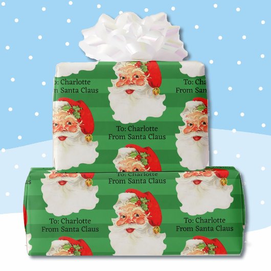 Santa Add Child's Name 読簡単 Young Kidsより ラッピングペーパー