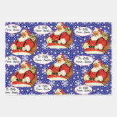 Santa Add Child's Name 3 Personal Christmas W ラッピングペーパーシート (正面3)