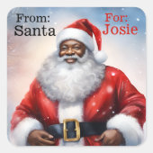 Santa Add Child's Name African Americanより スクエアシール (正面)