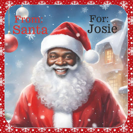 Santa Add Child's Name African Americanより スクエアシール
