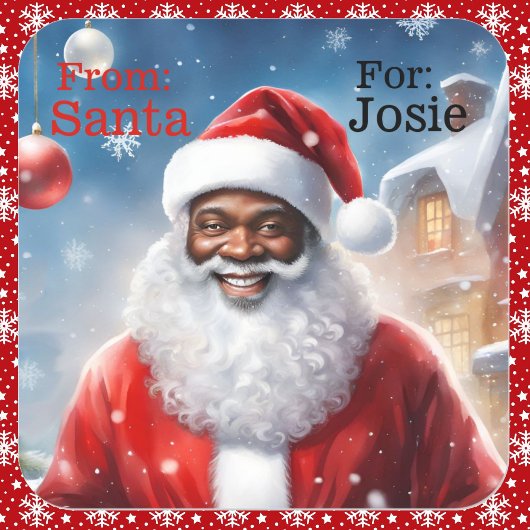 Santa Add Child's Name African Americanより スクエアシール