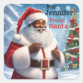 Santa Add Child's Name African Americanより スクエアシール (正面)