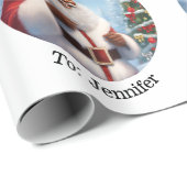 Santa Add Child's Name Large 転が Scaleより ラッピングペーパー (ロールコーナー)
