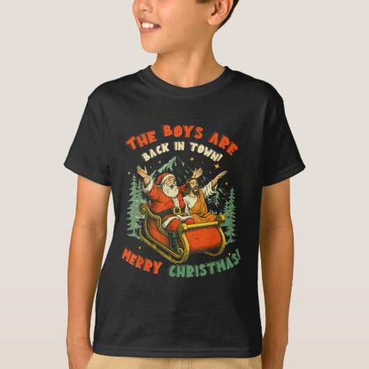 Santa &amp; Jesus Back In Town Merry Christmas, Ho Tシャツ (正面)
