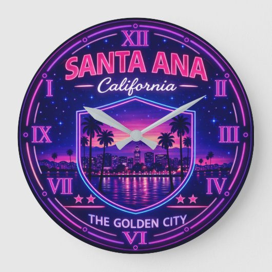 Santa Ana California Sunset ラージ壁時計 (正面)