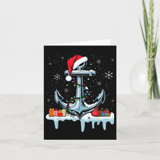 Santa Anchor Cool Christmas Lights Boating Sailing カード (正面)